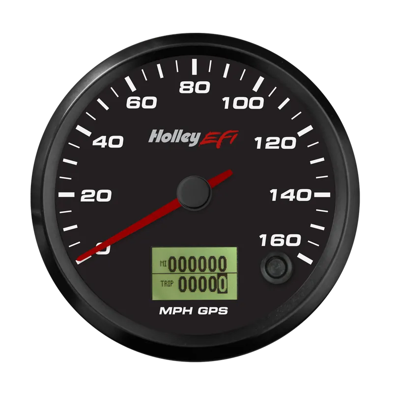 Holley EFI GPS Speedometer 3-3/8" GPS Speedometer w/ Odometer, 0-160 MPH, Black Face Professional Grade