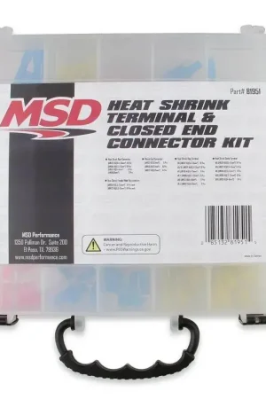 Order Now MSD Heat Shrink Terminal Kit 165 Piece Heat Shrink Terminal and Closed End Connector Kit, Spade, Butt, and Ring terminals with 3:1 heat shrink