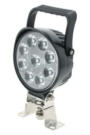 Ignite LED Round Spot Beam Work Lamp W/ Handle & Switch Black Housing Viral