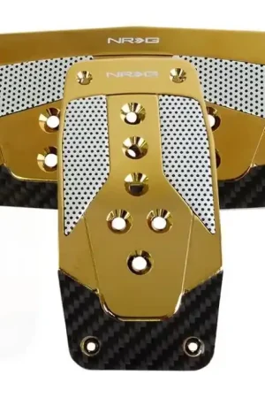 Clearance NRG NRG Aluminum Sport Pedal A/T - Red w/Chrome Gold Carbon
