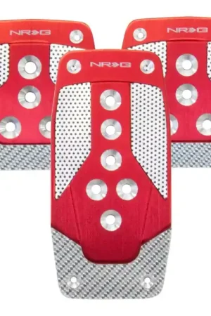 Instant Buy NRG NRG Aluminum Sport Pedal M/T - Red w/Silver Carbon