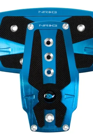 Secure Checkout NRG NRG Brushed Aluminum Sport Pedal A/T - Blue w/Black Rubber Inserts