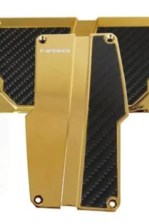 Exclusive NRG NRG Brushed Aluminum Sport Pedal A/T - Chrome Gold w/Black Carbon