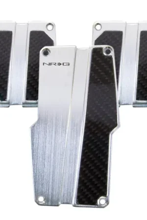 Next Day Delivery NRG NRG Brushed Aluminum Sport Pedal M/T - Silver w/Black Carbon
