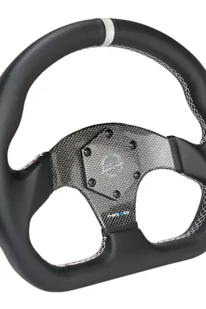Save Now NRG NRG Carbon Fiber Flat Bottom Steering Wheel (320mm) Silver CF Center w/Silver Stitch/Center Mark