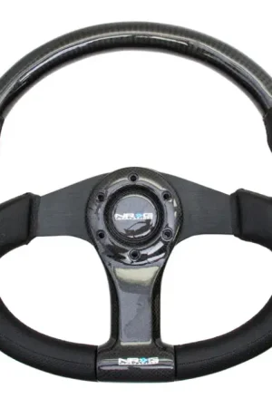 Mega Sale NRG NRG Carbon Fiber Steering Wheel (350mm) Oval Shape Black w/Leather Trim