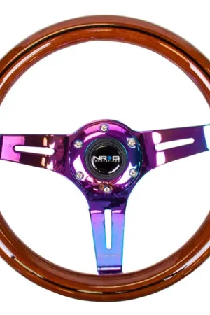 Original NRG NRG Classic Wood Grain Steering Wheel (310mm) Dark Wood & Black Line Inlay w/Neochrome 3-Spoke Ctr.