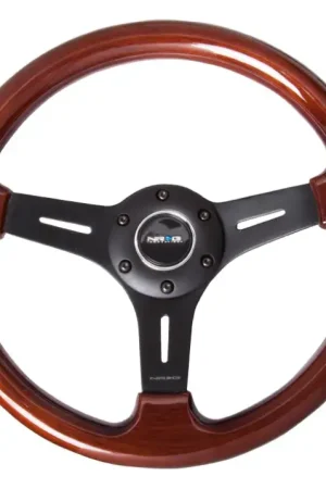 Money Back Guarantee NRG NRG Classic Wood Grain Steering Wheel (330mm) Wood Grain w/Matte Black 3-Spoke Center