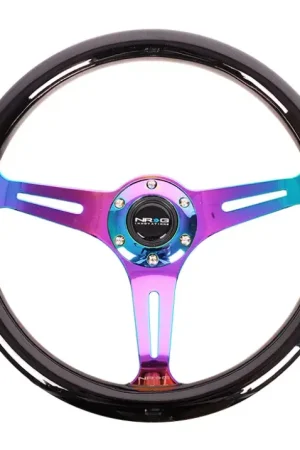 Reduced Price NRG NRG Classic Wood Grain Steering Wheel (350mm) Black Paint Grip w/Neochrome 3-Spoke Center