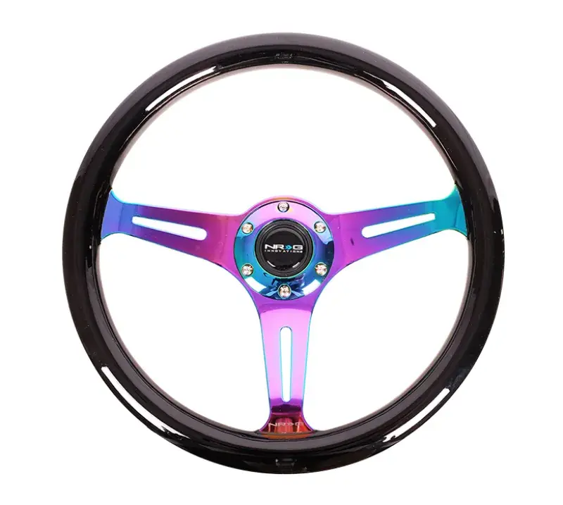 Reduced Price NRG NRG Classic Wood Grain Steering Wheel (350mm) Black Paint Grip w/Neochrome 3-Spoke Center