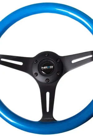 NRG NRG Classic Wood Grain Steering Wheel (350mm) Blue Pearl/Flake Paint w/Black 3-Spoke Center Crafted