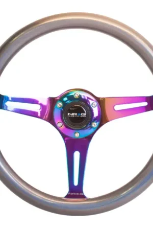 Express Delivery NRG NRG Classic Wood Grain Steering Wheel (350mm) Chameleon/Pearlescent Paint Grip w/Neochrome 3-Spoke