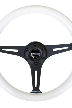 NRG NRG Classic Wood Grain Steering Wheel (350mm) Glow-In-The-Dark Blue Grip w/Black 3-Spoke Center Buy Today