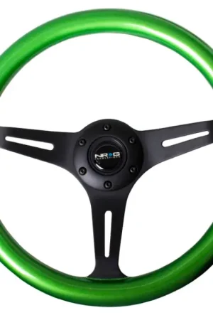 NRG NRG Classic Wood Grain Steering Wheel (350mm) Green Pearl/Flake Paint w/Black 3-Spoke Center Buy Direct