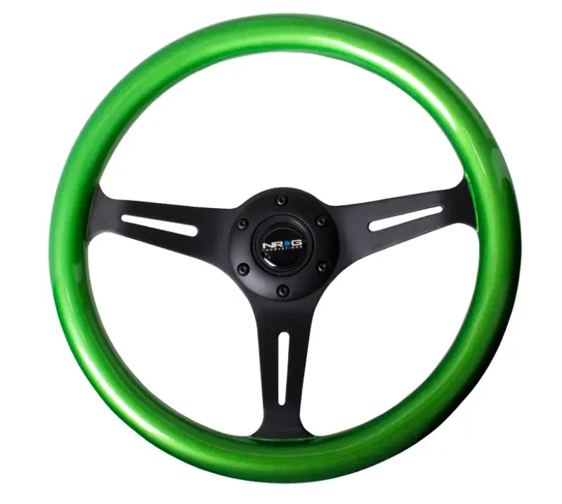 NRG NRG Classic Wood Grain Steering Wheel (350mm) Green Pearl/Flake Paint w/Black 3-Spoke Center Buy Direct