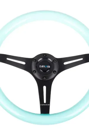 Editor’s Pick NRG NRG Classic Wood Grain Steering Wheel (350mm) Minty Fresh Color Grip w/Black 3-Spoke Center