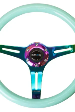 Top Rated NRG NRG Classic Wood Grain Steering Wheel (350mm) Minty Fresh Color w/Neochrome 3-Spoke Center