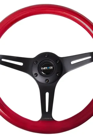 Fresh Stock NRG NRG Classic Wood Grain Steering Wheel (350mm) Red Pearl/Flake Paint w/Black 3-Spoke Center
