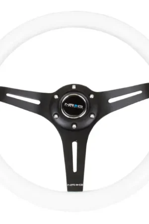 Weekend Sale NRG NRG Classic Wood Grain Steering Wheel (350mm) White Paint Grip w/Black 3-Spoke Center