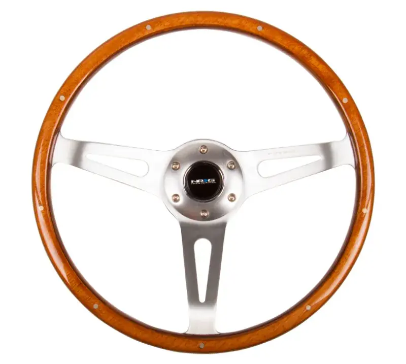 Handmade NRG NRG Classic Wood Grain Steering Wheel (365mm) Wood w/Metal Accents & Polished Alum. 3-Spoke Center