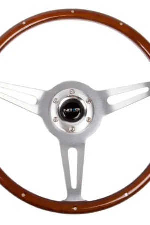 Express Delivery NRG NRG Classic Wood Grain Steering Wheel (365mm) Wood w/Metal Inserts & Brushed Alum. 3-Spoke Center