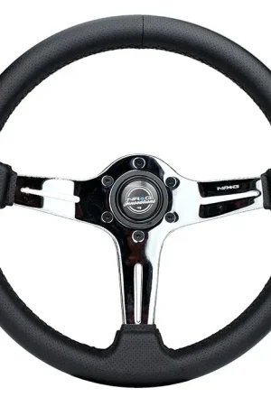 NRG NRG Light Weight Gaming Steering Wheel - 350mm 3 Chrome Silver Spokes Perforated Leather Place Order