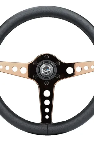 Price Cut NRG NRG Light Weight Gaming Steering Wheel - Driftz 350mm 3 Rose Gold Spokes Perforated Leather