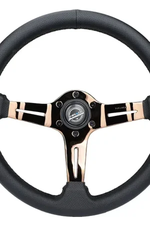 NRG NRG Light Weight Gaming Steering Wheel - Spllitz 350mm 3 Rose Gold Spokes Slits - Leather Limited Time
