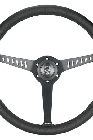 Latest NRG NRG Reinforced Stealth Wheel (380mm) 3 Spoke Center 1in Deep Dish - Perforated Leather Black Stitch