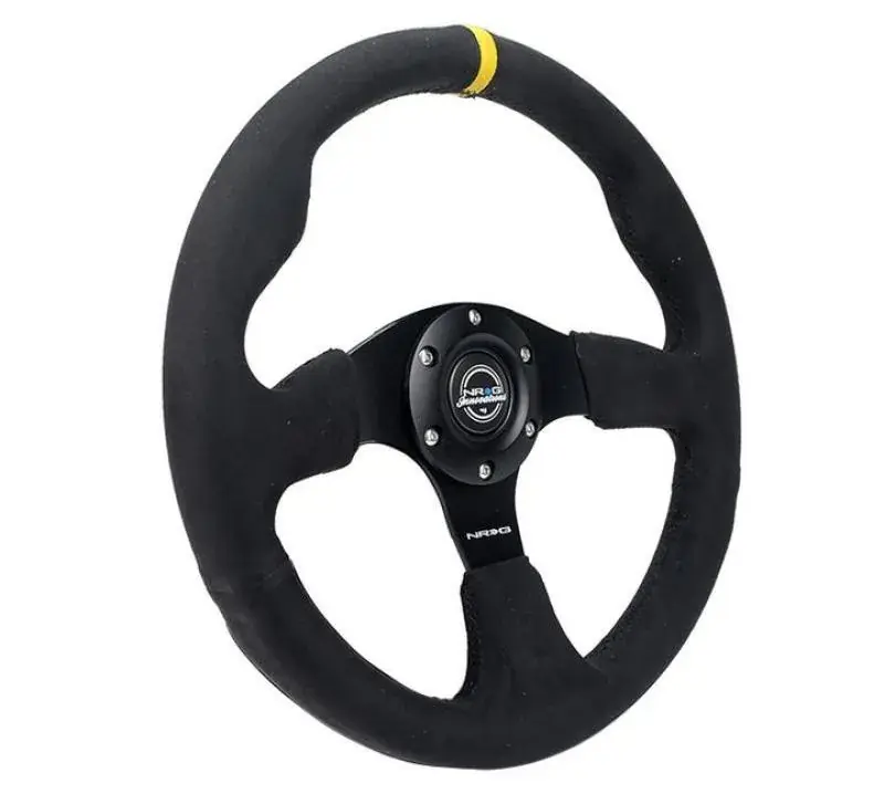 NRG NRG Reinforced Steering Wheel (320mm) Alcantara Steering Wheel w/ Black Stitching Exclusive Offer