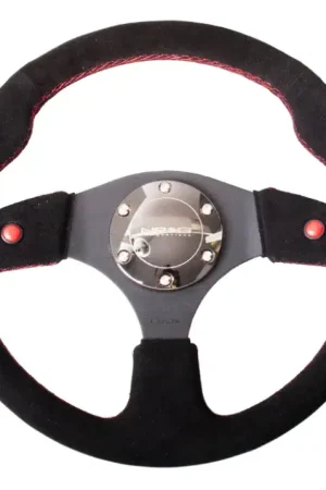 Save Now NRG NRG Reinforced Steering Wheel (320mm) Blk Suede w/Dual Buttons