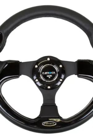 NRG NRG Reinforced Steering Wheel (320mm) Blk w/Gloss Black Trim Direct From Manufacturer