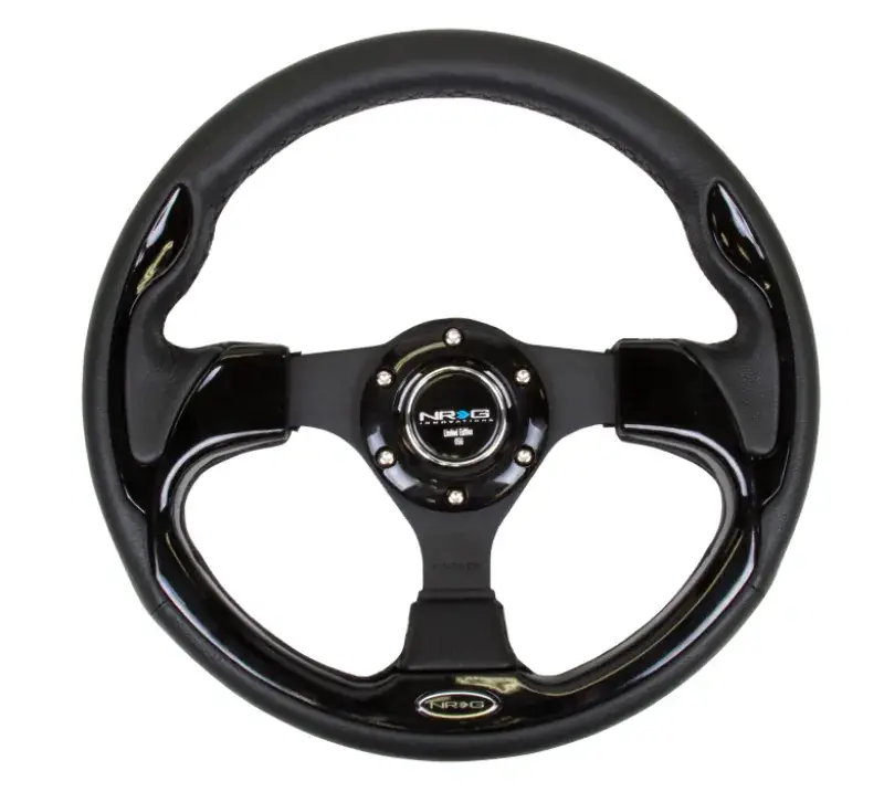 NRG NRG Reinforced Steering Wheel (320mm) Blk w/Gloss Black Trim Direct From Manufacturer