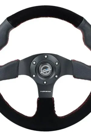 NRG NRG Reinforced Steering Wheel (320mm/ 2.5in. Deep) Sport Leather / Suede w/ Red Stitch Direct From Factory