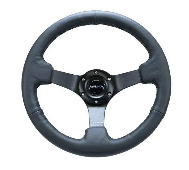 High Quality NRG NRG Reinforced Steering Wheel (330mm/ 3in. Deep) Sport Leather Racing/ 4mm Matte Black Spoke