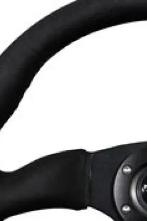 Final Sale NRG NRG Reinforced Steering Wheel (350mm / 2.5in. Deep)Blk Alcantara Comfort Grip w/4mm Matte Blk Spokes