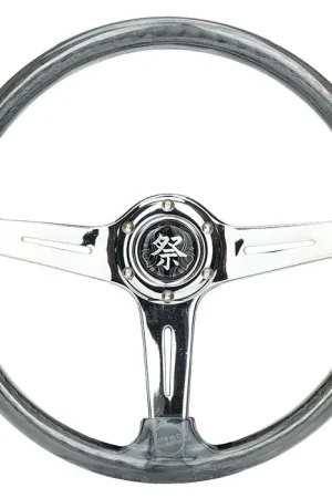 Budget NRG NRG Reinforced Steering Wheel (350mm / 2in. Deep) Matsuri Clear Acrylic w/ NeoChrome Spoke