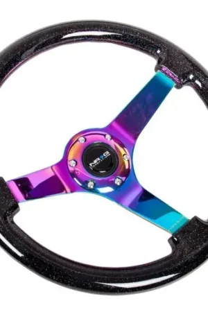 Price Cut NRG NRG Reinforced Steering Wheel (350mm / 3in Deep) Minty Fresh Wood Grain w/Black 3-Spoke Center