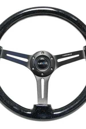 NRG NRG Reinforced Steering Wheel (350mm / 3in. Deep) Black Multi Color Flake Wood w/ Black Matte Center Cheap