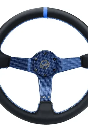 Super Sale NRG NRG Reinforced Steering Wheel (350mm) Blue Carbon Fiber Center - Blue Stitching & Center Mark