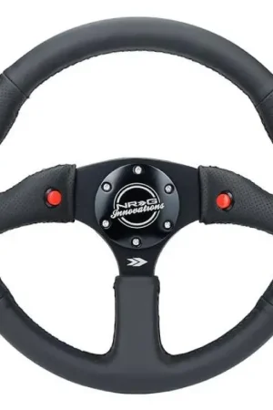Luxury NRG NRG Reinforced Steering Wheel (350mm/ 2.5in. Deep) Sport Leather Racing/ 4mm Matte Black Spoke