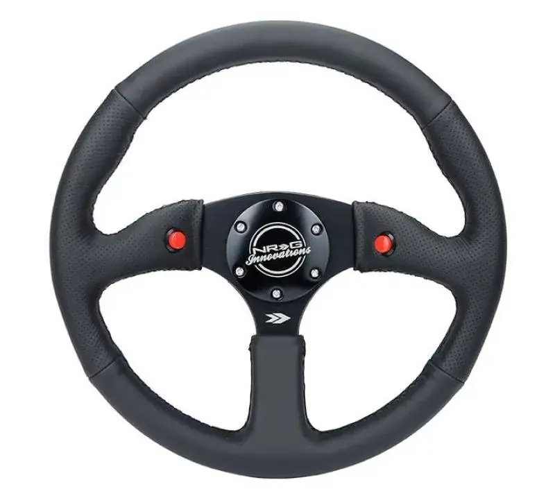 Luxury NRG NRG Reinforced Steering Wheel (350mm/ 2.5in. Deep) Sport Leather Racing/ 4mm Matte Black Spoke