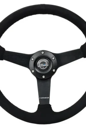 Super Sale NRG NRG Sport Steering Wheel (350mm/ 1.5in. Deep) Matte Black Spoke/ Black Alcantara w/ Black Stitching