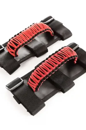 Rugged Ridge Paracord Grab Handles Red/Black Pair Free Delivery