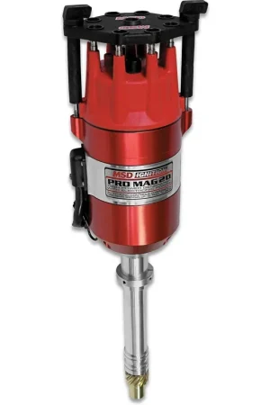 Popular MSD Pro Mag 12 Amp Generator, Chevy V8, Tall Supplied with a cap, rotor, wire retainer, bronze gear and a Billet Hold-Down Clamp.