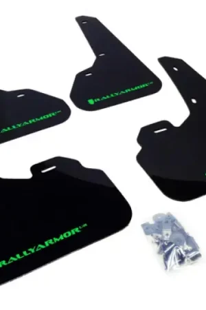 Order Now Rally Armor Rally Armor 10-13 Mazda3/Speed3 (Hatch/Sedan) Black UR Mud Flap w/Green Logo