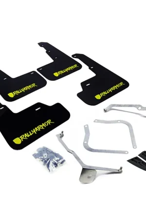 Rally Armor Rally Armor 15-21 Subaru WRX/STI Black Mud Flap Green Altered Font Logo Latest