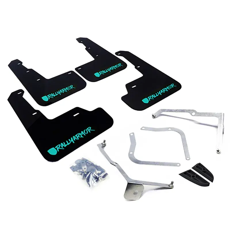 Rally Armor Rally Armor 15-21 Subaru WRX/STI Black UR Mud Flap w/Teal Altered Font Logo Crafted