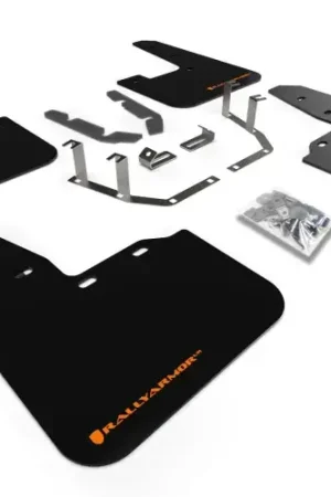 Grab Now Rally Armor Rally Armor 18-23 Ford Fiesta ST MK8 Black UR Mud Flap w/Orange Logo