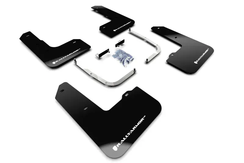 Rally Armor Rally Armor 19-22 Hyundai Veloster N Black UR Mud Flap w/ White Logo Professional Grade